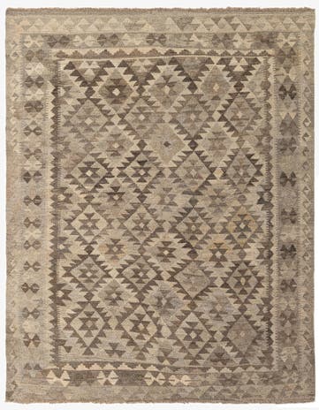 5' 2 x 6' 6 Hand Woven Kilim Maymana Wool Rug