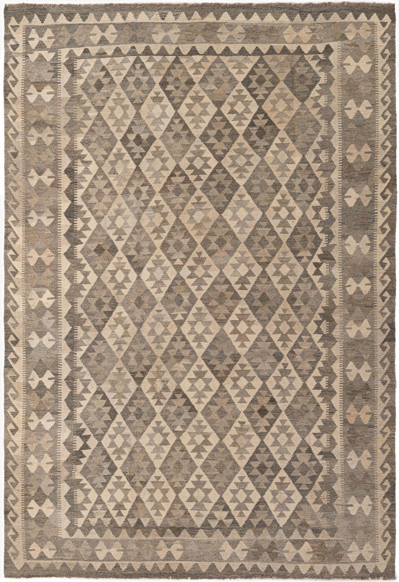 6' 10 x 9' 10  Hand Woven Kilim Maymana Wool Rug