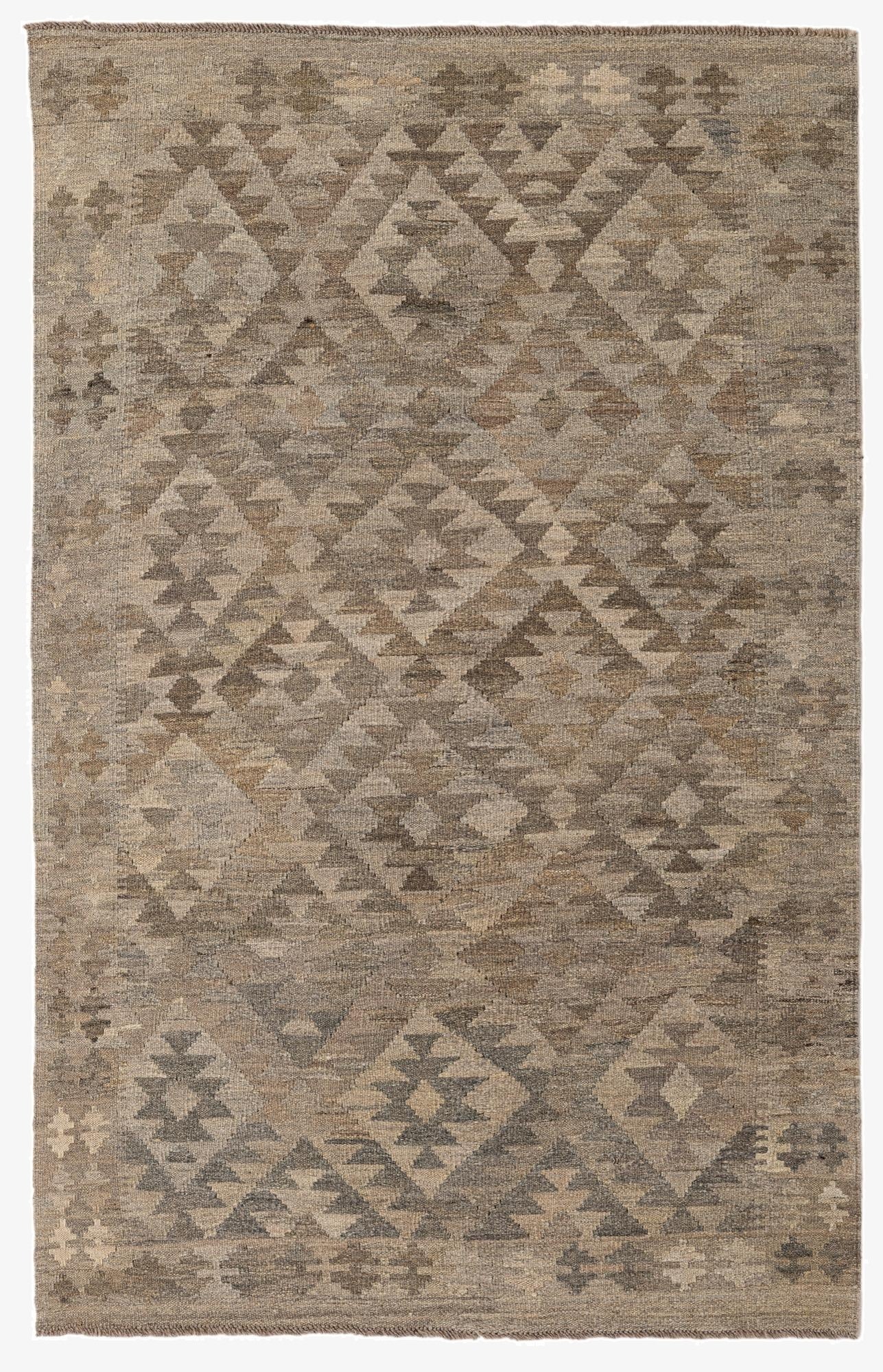 3' 10 x 6' 5  Hand Woven Kilim Maymana Wool Rug