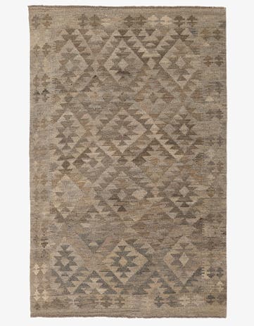 3' 10 x 6' 5 Hand Woven Kilim Maymana Wool Rug