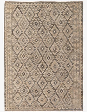 6' 10 x 9' 8 Hand Woven Kilim Maymana Wool Rug