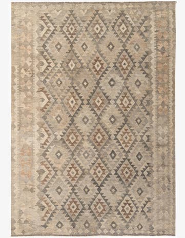 7' x 9' 11 Hand Woven Kilim Maymana Wool Rug