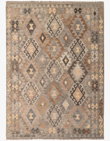 5' 9 x 8' 1 Hand Woven Kilim Maymana Wool Rug