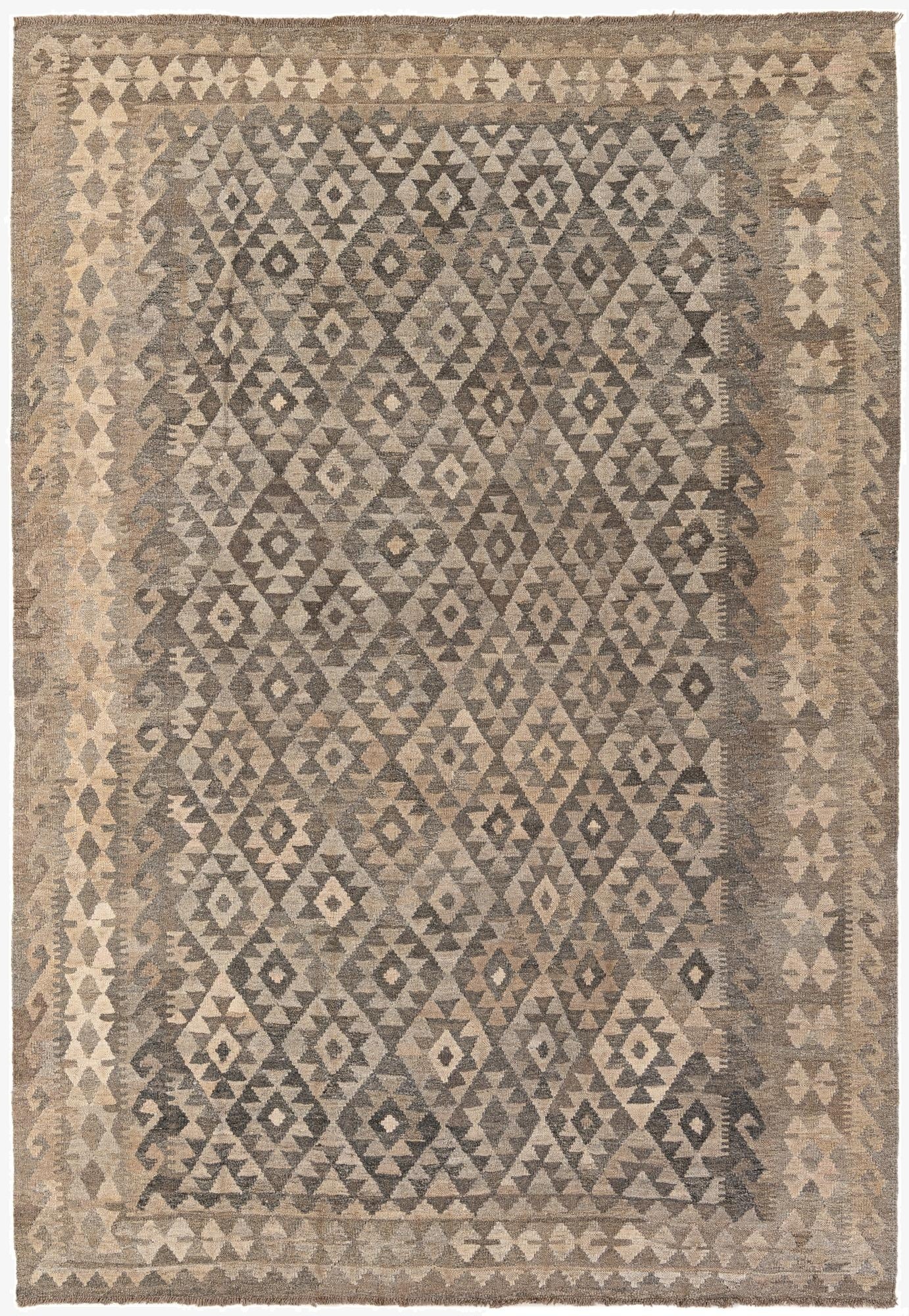 6' 8 x 9' 8  Hand Woven Kilim Maymana Wool Rug