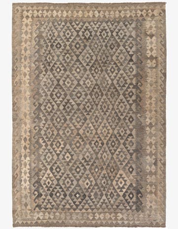 6' 8 x 9' 8 Hand Woven Kilim Maymana Wool Rug