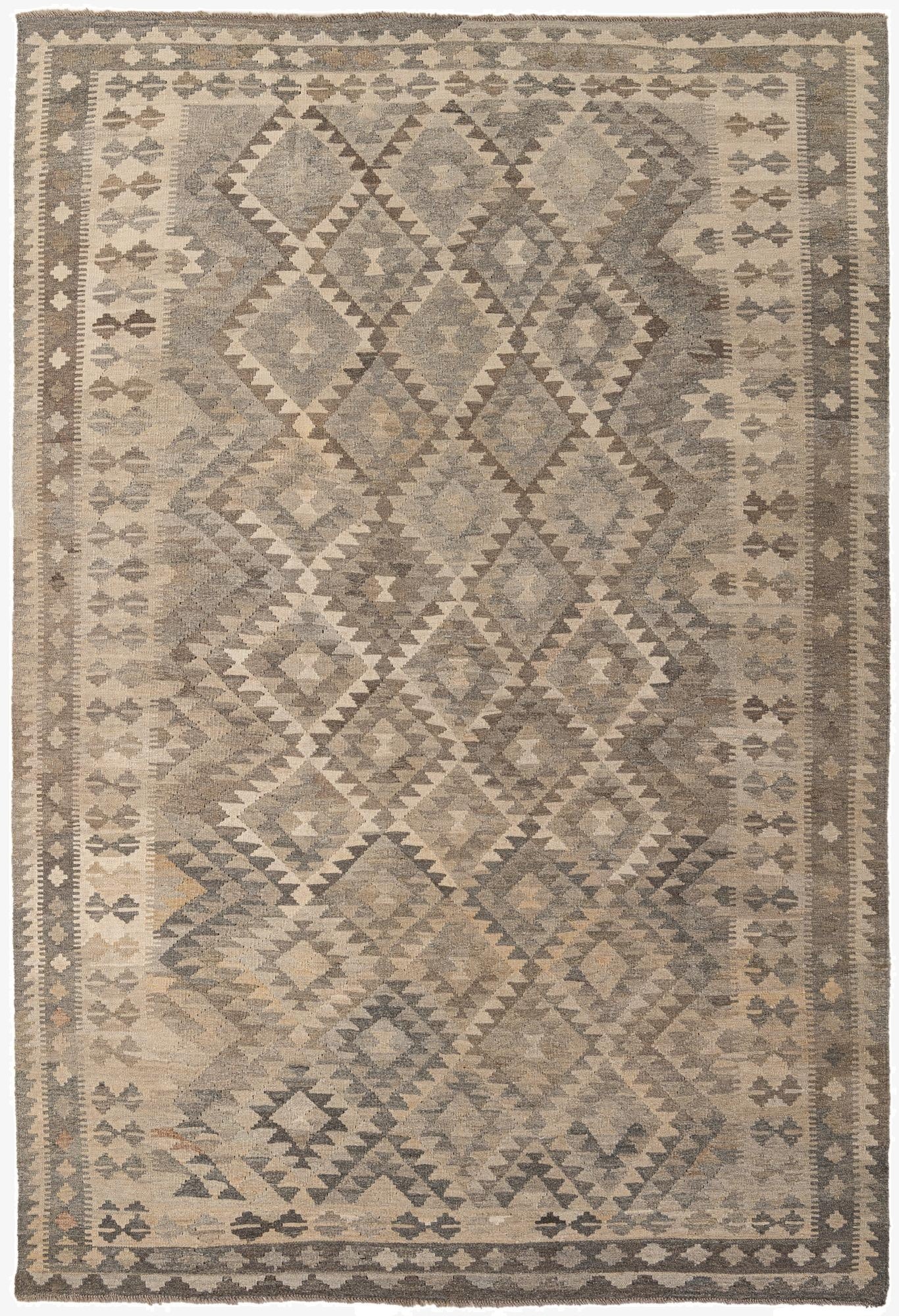 6' 7 x 9' 11  Hand Woven Kilim Maymana Wool Rug