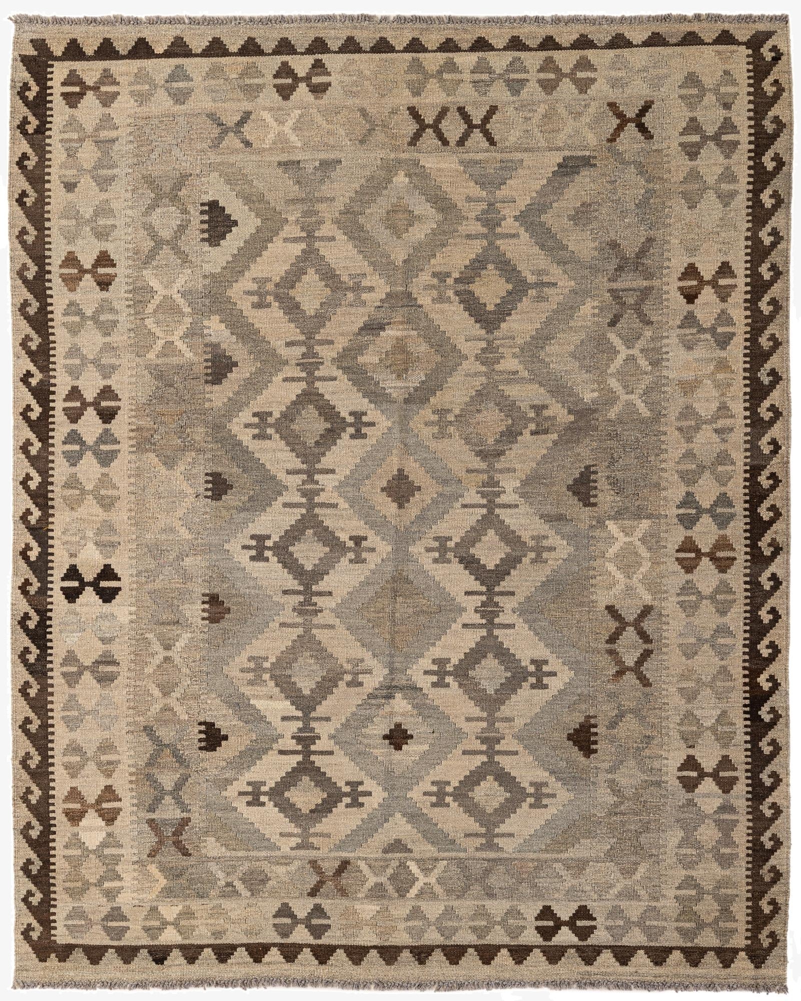 5' 3 x 6' 6  Hand Woven Kilim Maymana Wool Rug