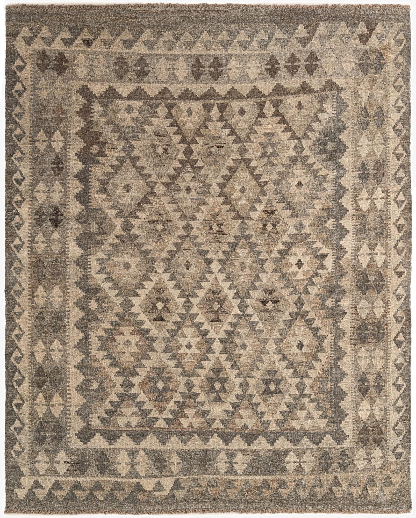 5' 4 x 6' 8  Hand Woven Kilim Maymana Wool Rug