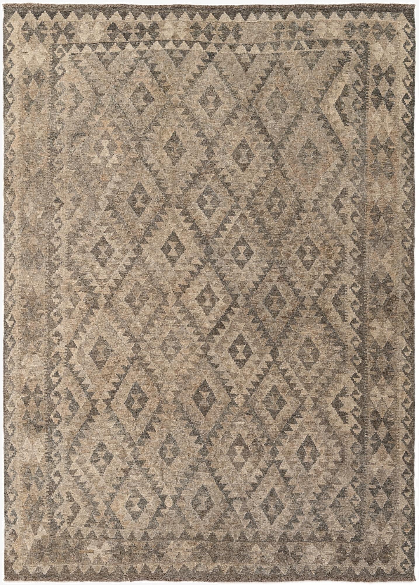 6' 11 x 9' 8  Hand Woven Kilim Maymana Wool Rug