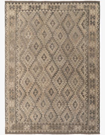 6' 11 x 9' 8 Hand Woven Kilim Maymana Wool Rug