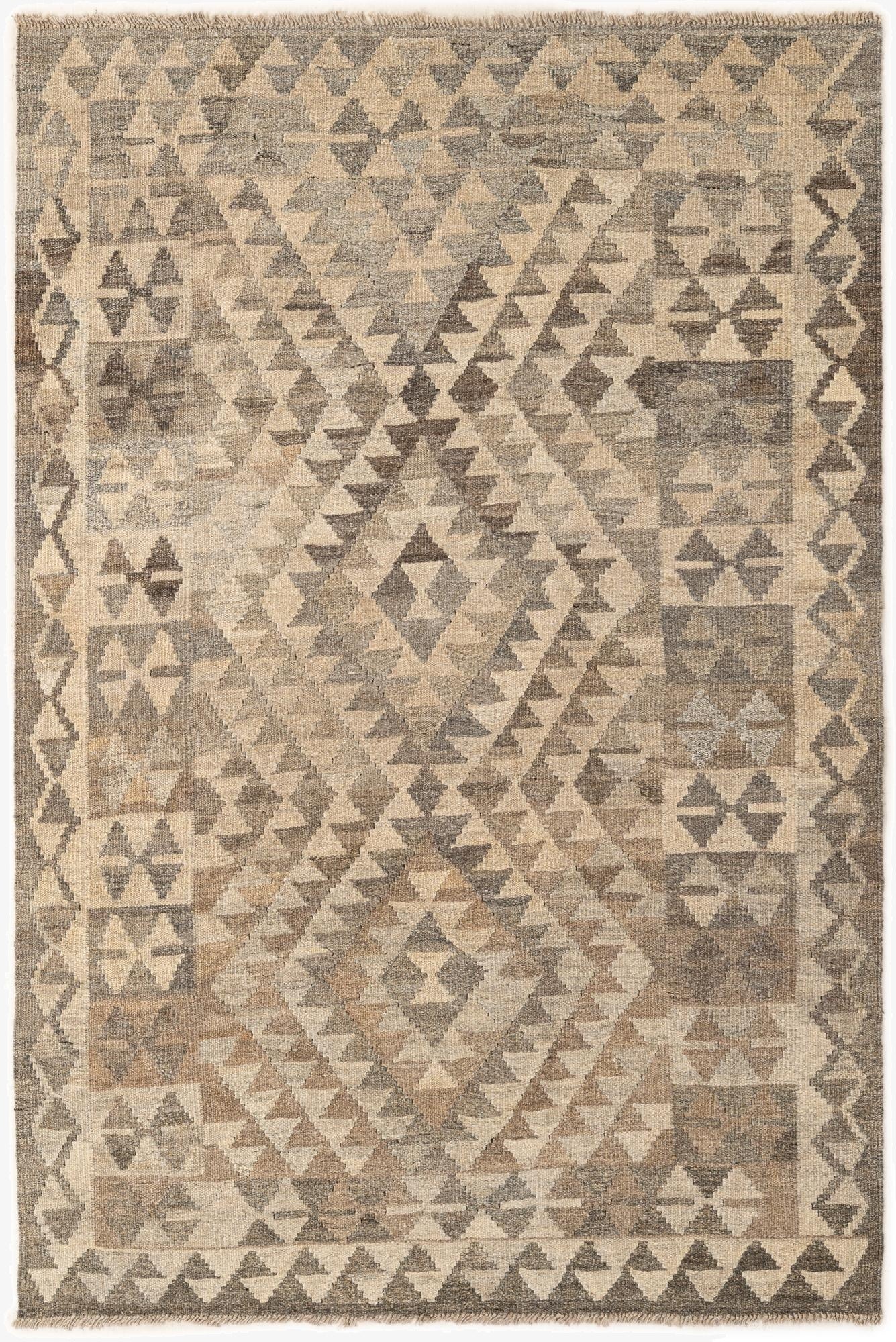 4' x 5' 11  Hand Woven Kilim Maymana Wool Rug
