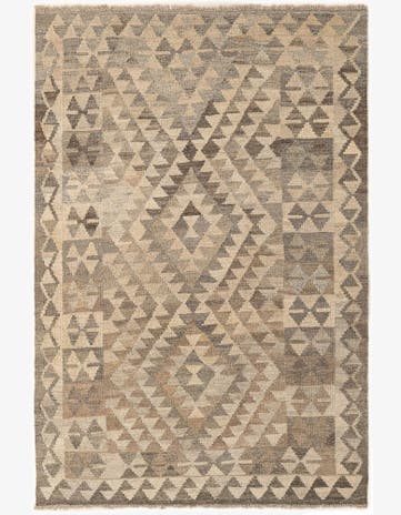 4' x 5' 11 Hand Woven Kilim Maymana Wool Rug