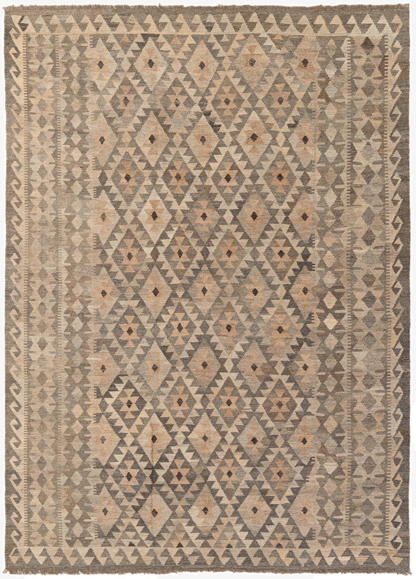6' 11 x 9' 7  Hand Woven Kilim Maymana Wool Rug