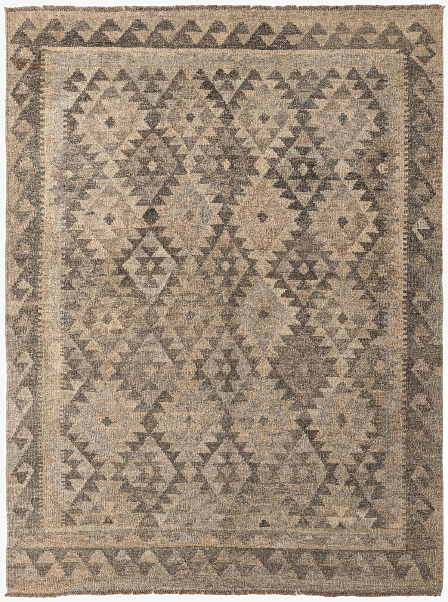 4' 11 x 6' 6  Hand Woven Kilim Maymana Wool Rug