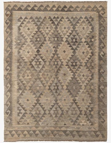 4' 11 x 6' 6 Hand Woven Kilim Maymana Wool Rug