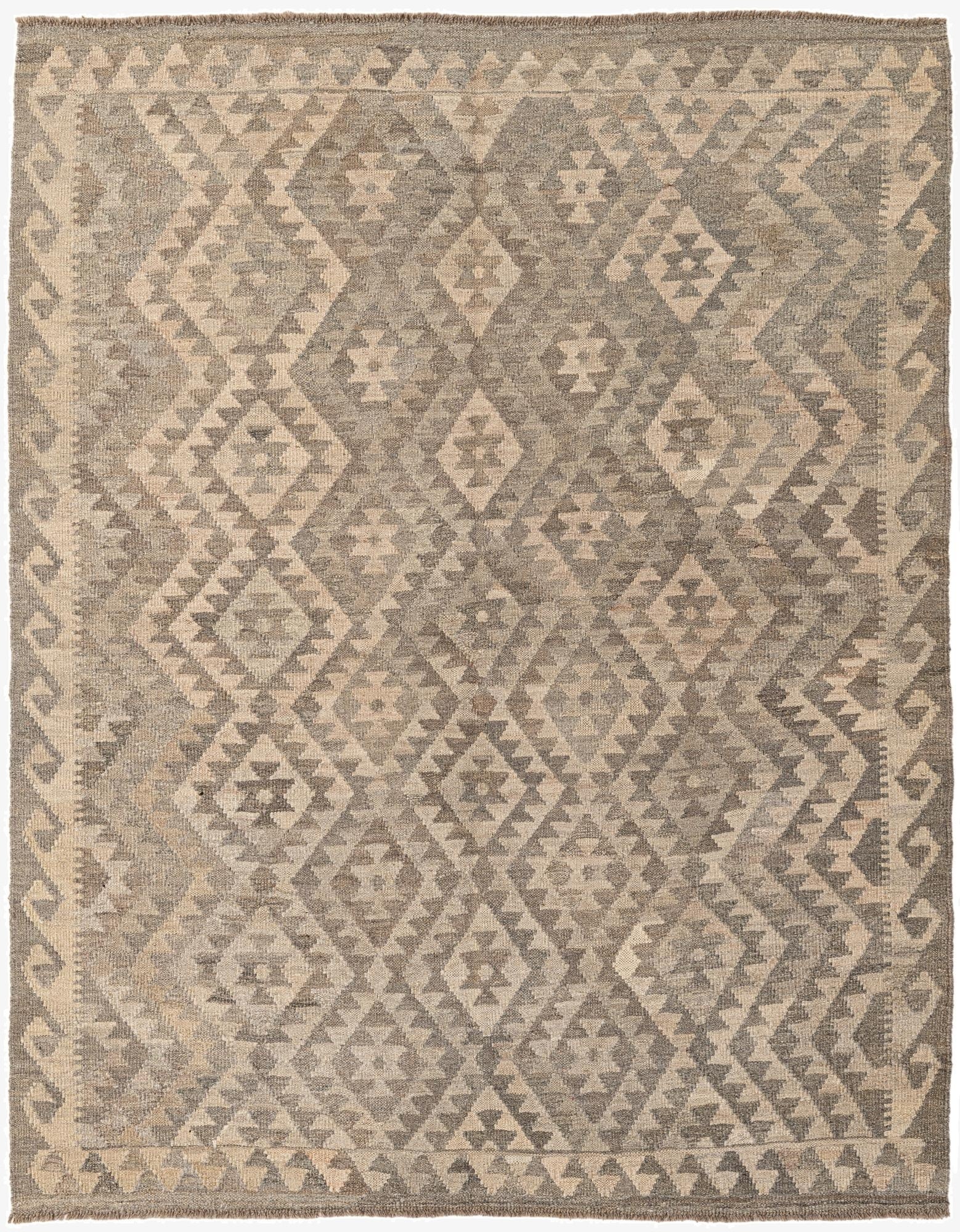 5' 3 x 6' 7  Hand Woven Kilim Maymana Wool Rug