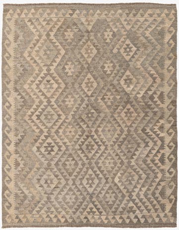 5' 3 x 6' 7 Hand Woven Kilim Maymana Wool Rug