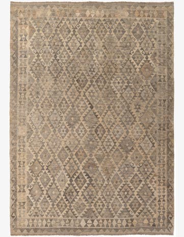 6' 10 x 9' 7 Hand Woven Kilim Maymana Wool Rug