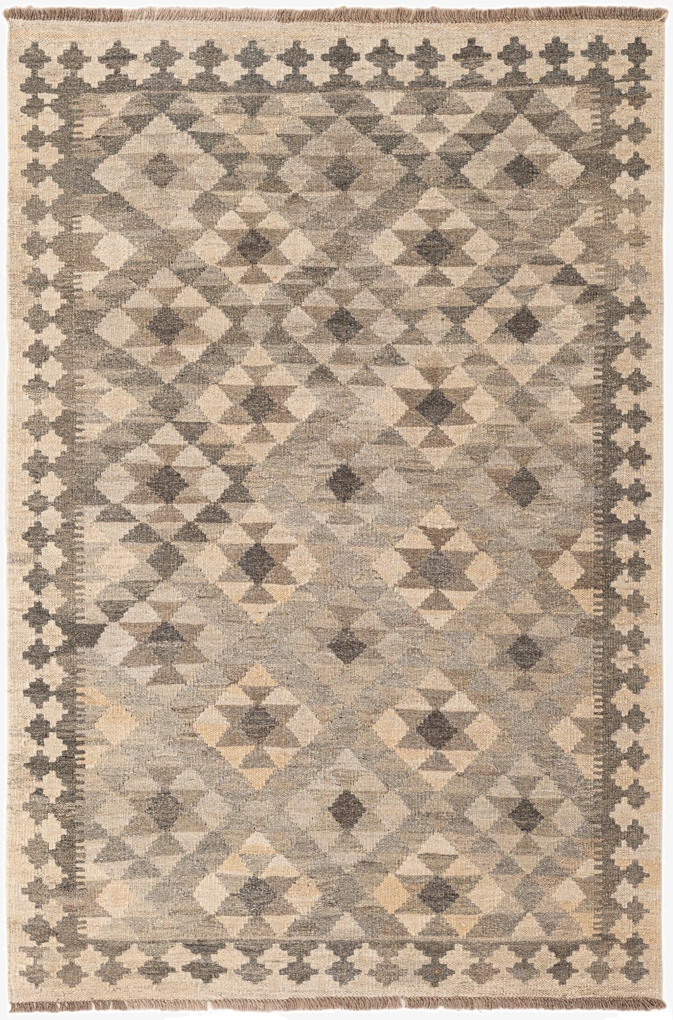 4' x 5' 11  Hand Woven Kilim Maymana Wool Rug