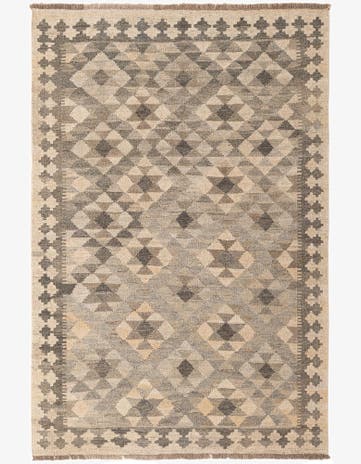 4' x 5' 11 Hand Woven Kilim Maymana Wool Rug