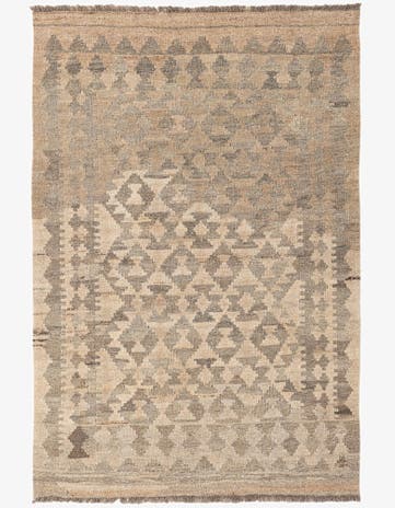 3' 4 x 5' Hand Woven Kilim Maymana Wool Rug