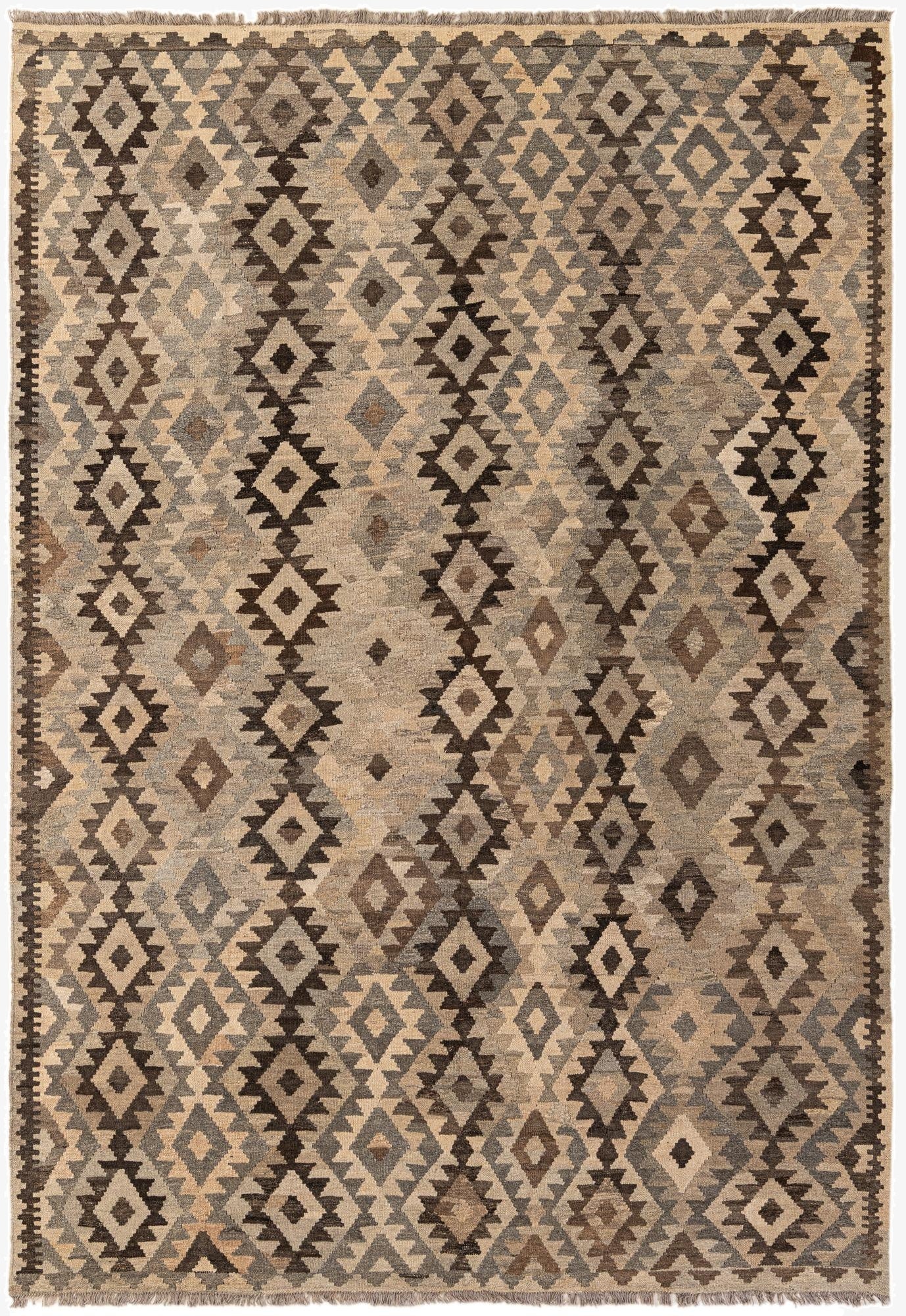 6' 10 x 9' 9  Hand Woven Kilim Maymana Wool Rug