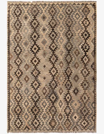 6' 10 x 9' 9 Hand Woven Kilim Maymana Wool Rug