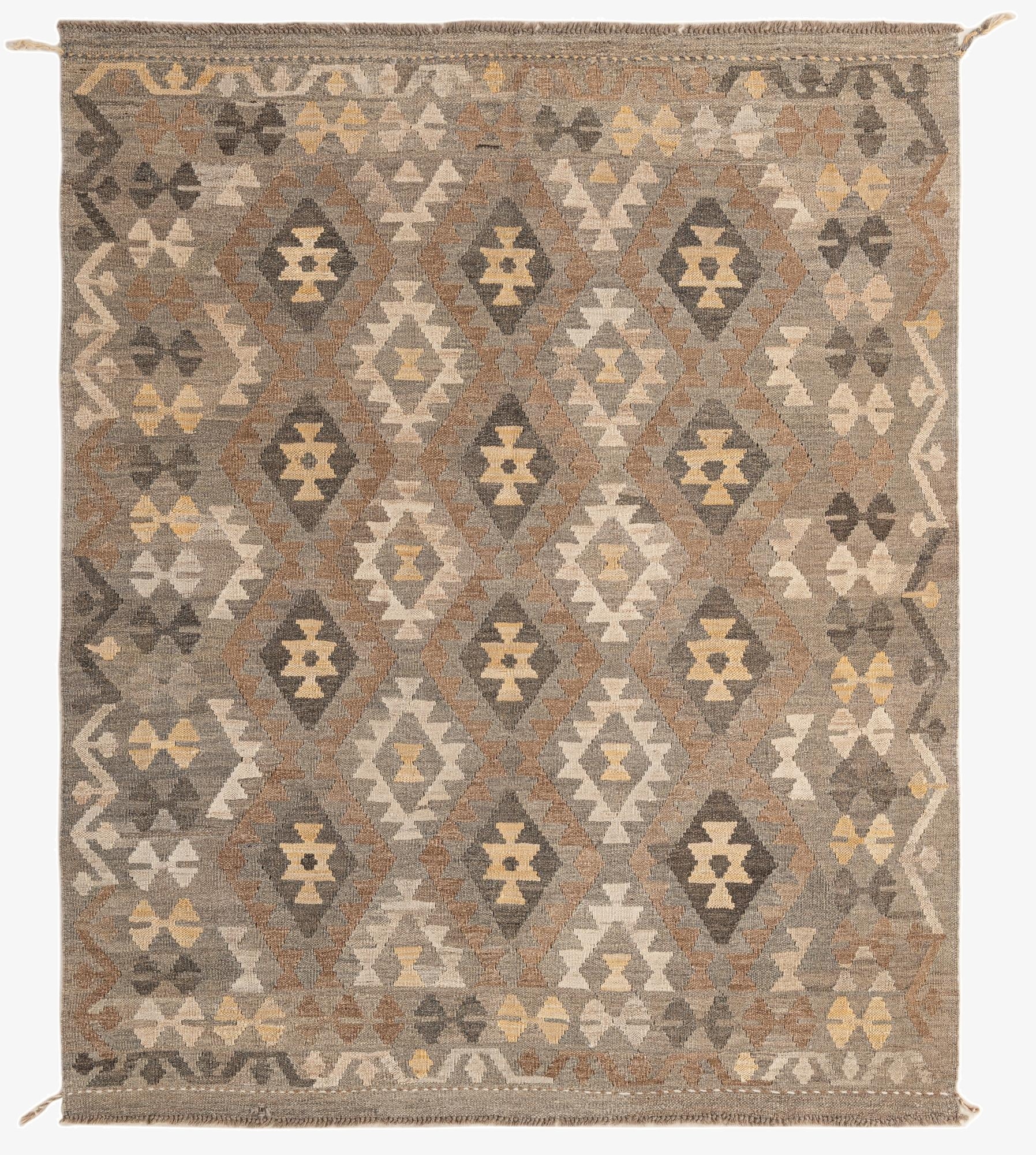 5' 2 x 6' 3  Hand Woven Kilim Maymana Wool Rug