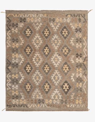 5' 2 x 6' 3 Hand Woven Kilim Maymana Wool Rug