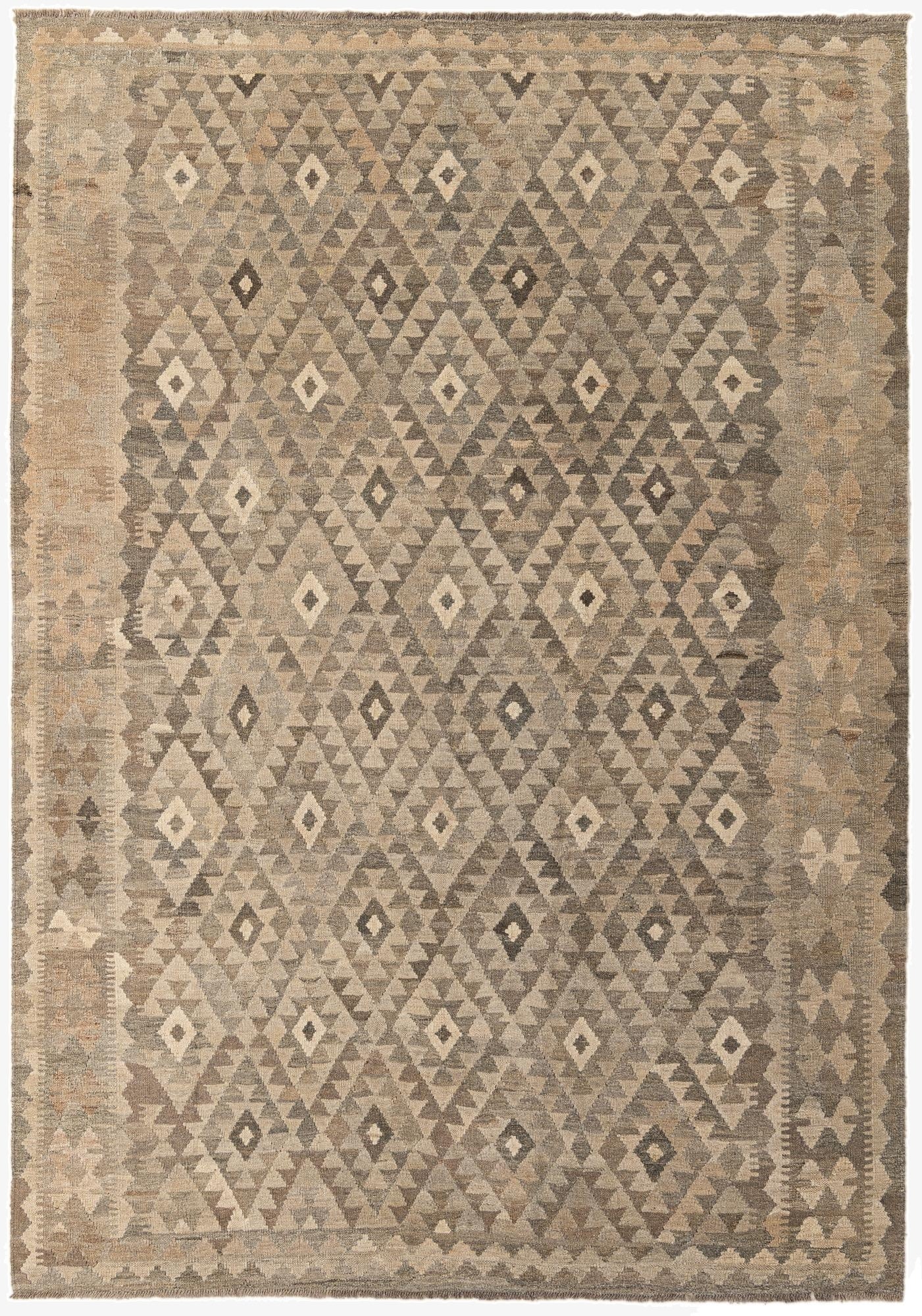 6' 9 x 9' 7  Hand Woven Kilim Maymana Wool Rug