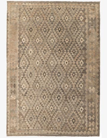 6' 9 x 9' 7 Hand Woven Kilim Maymana Wool Rug