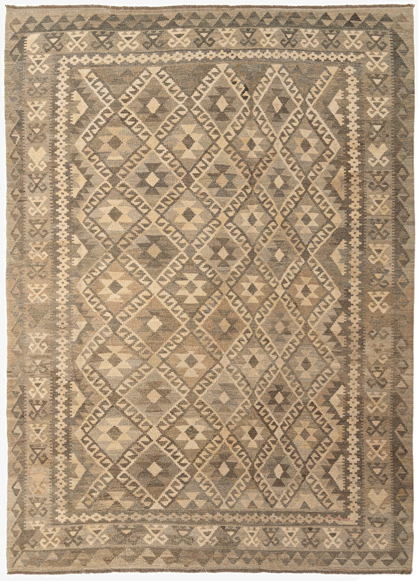 6' 9 x 9' 5  Hand Woven Kilim Maymana Wool Rug