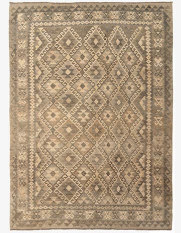 6' 9 x 9' 5 Hand Woven Kilim Maymana Wool Rug