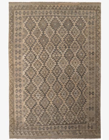 6' 9 x 10' Hand Woven Kilim Maymana Wool Rug