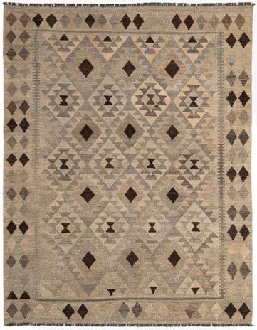 5' 3 x 6' 7 Hand Woven Kilim Maymana Wool Rug