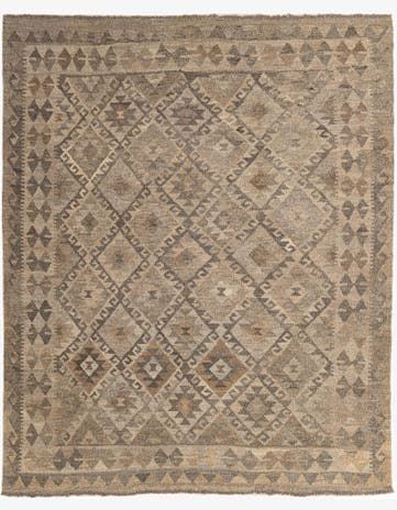 5' 2 x 6' 3 Hand Woven Kilim Maymana Wool Rug
