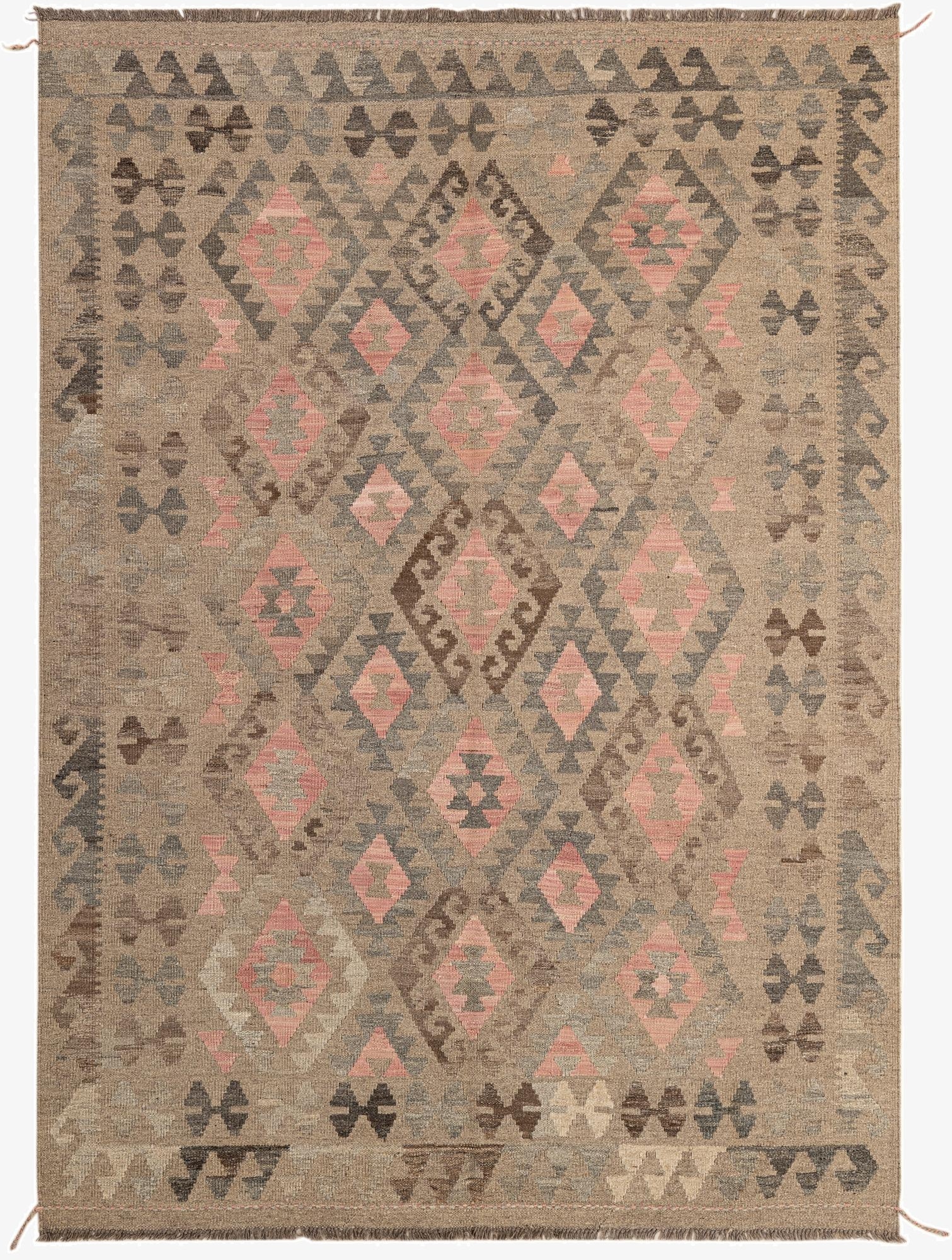 6' x 8' 3  Hand Woven Kilim Maymana Wool Rug