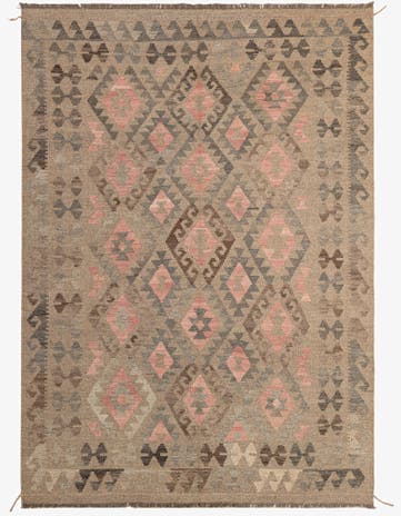 6' x 8' 3 Hand Woven Kilim Maymana Wool Rug
