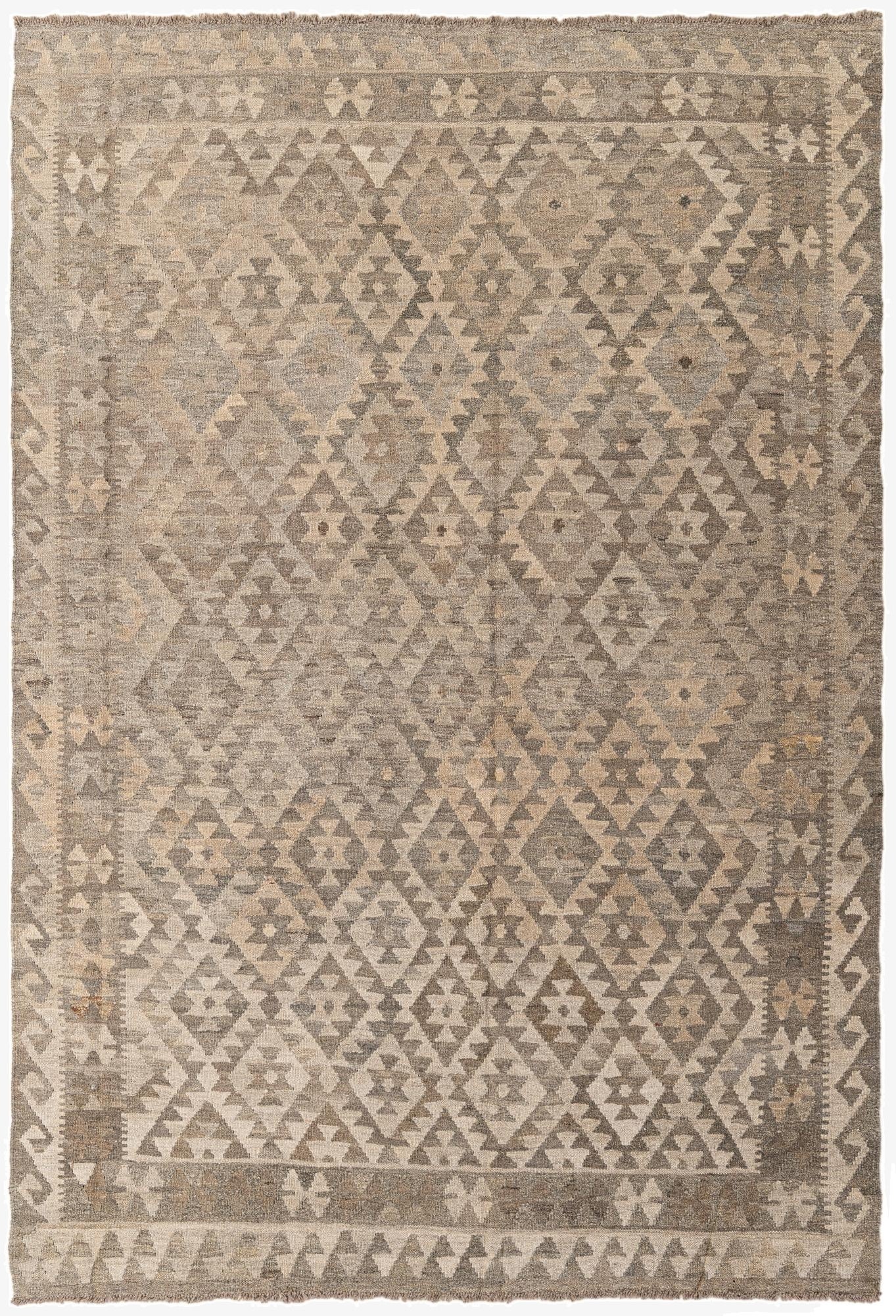 5' 10 x 8' 3  Hand Woven Kilim Maymana Wool Rug