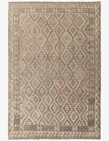 5' 10 x 8' 3 Hand Woven Kilim Maymana Wool Rug