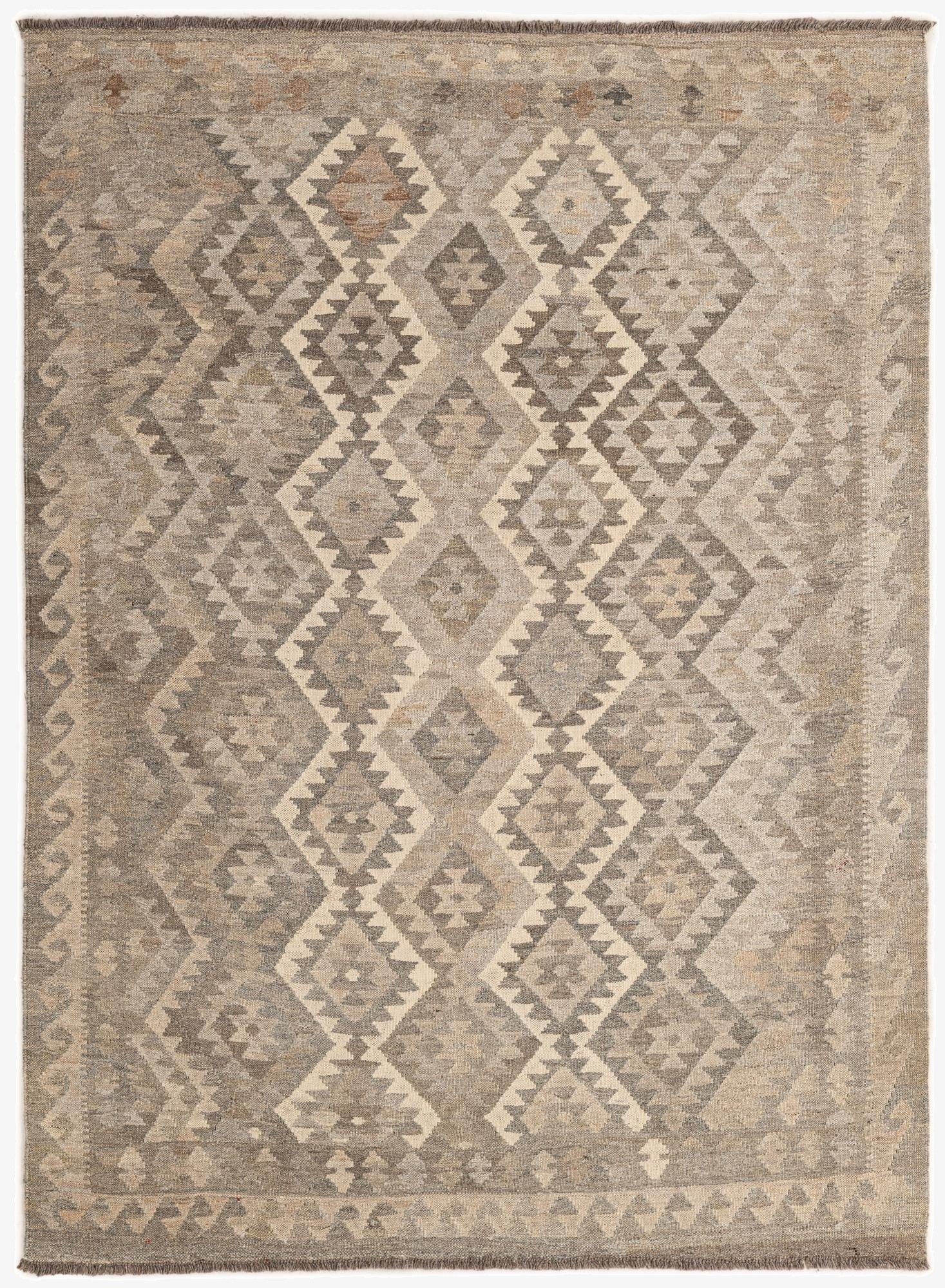 4' 11 x 6' 10  Hand Woven Kilim Maymana Wool Rug