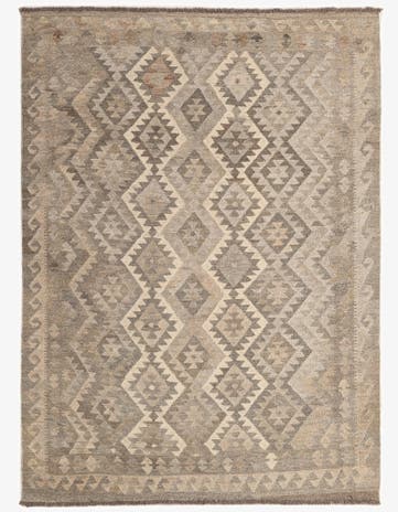 4' 11 x 6' 10 Hand Woven Kilim Maymana Wool Rug
