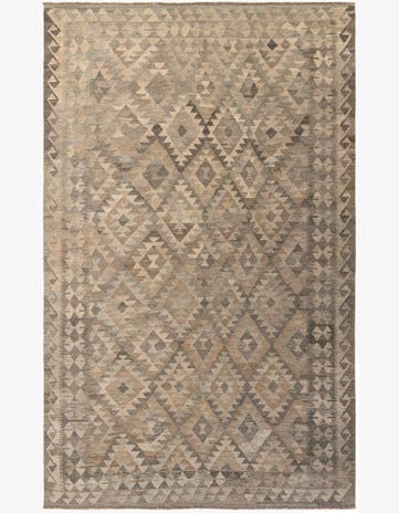 6' 7 x 10' 4 Hand Woven Kilim Maymana Wool Rug