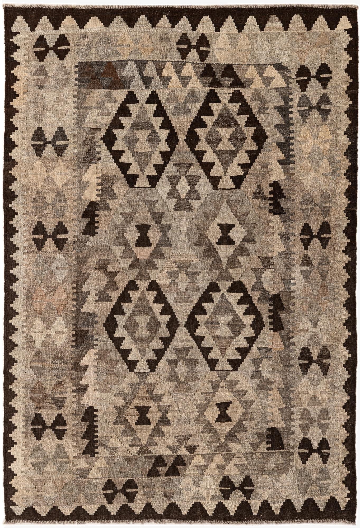 4' 5 x 6' 3  Hand Woven Kilim Maymana Wool Rug