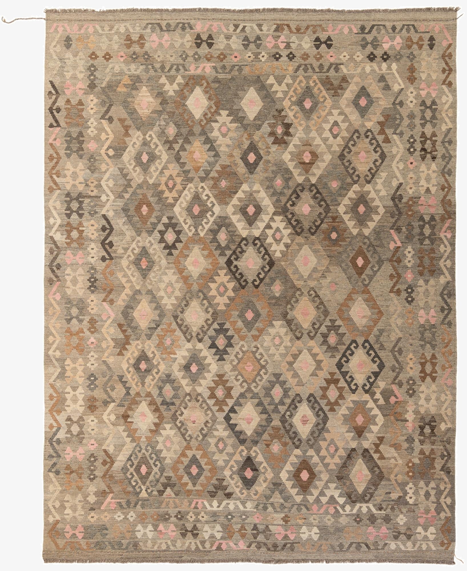 8' 6 x 11' 2  Hand Woven Kilim Maymana Wool Rug