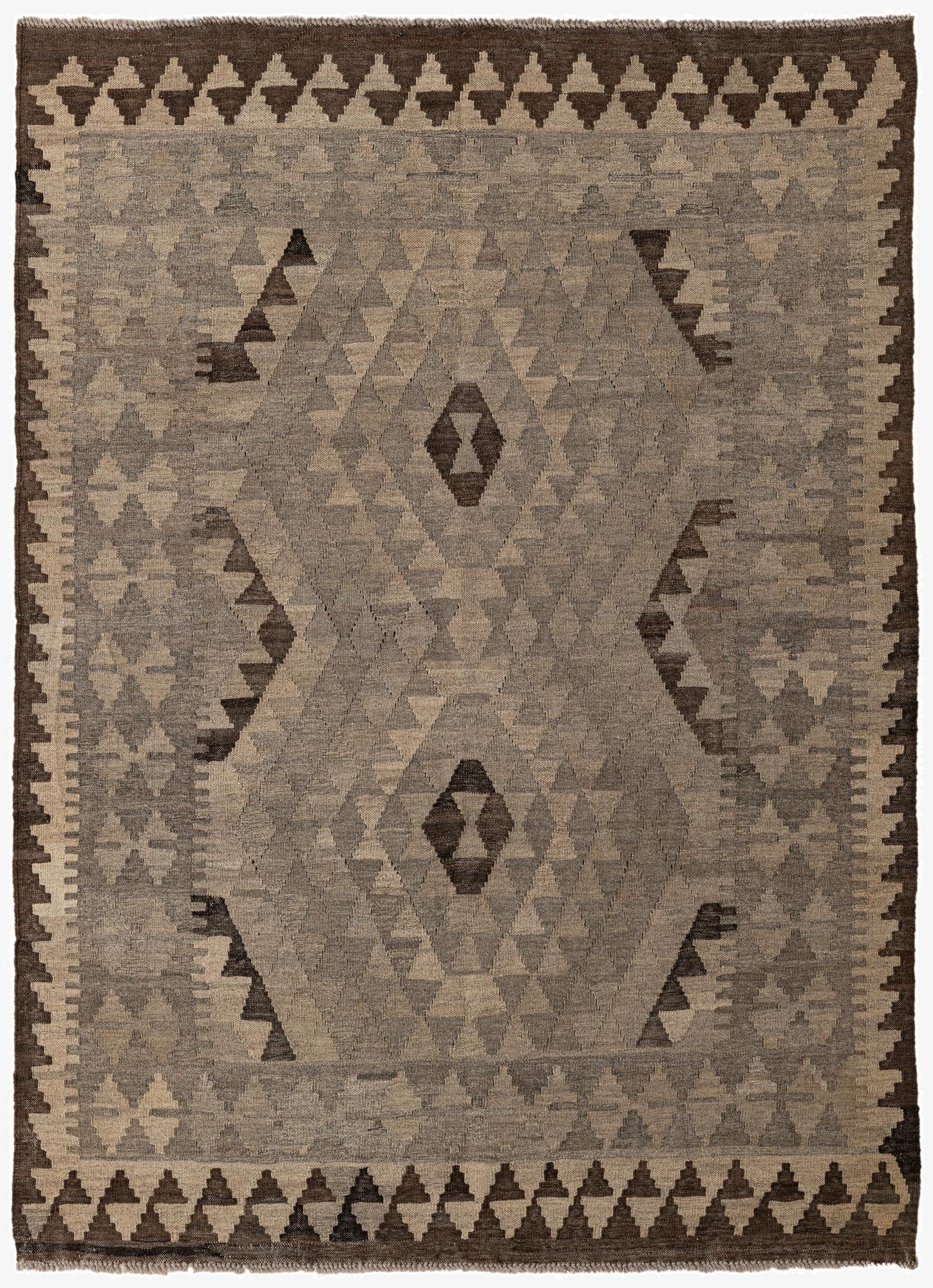 4' 4 x 6'  Hand Woven Kilim Maymana Wool Rug