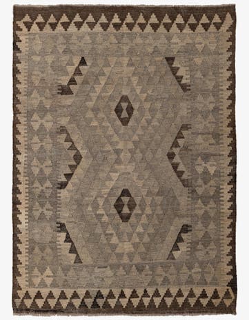 4' 4 x 6' Hand Woven Kilim Maymana Wool Rug