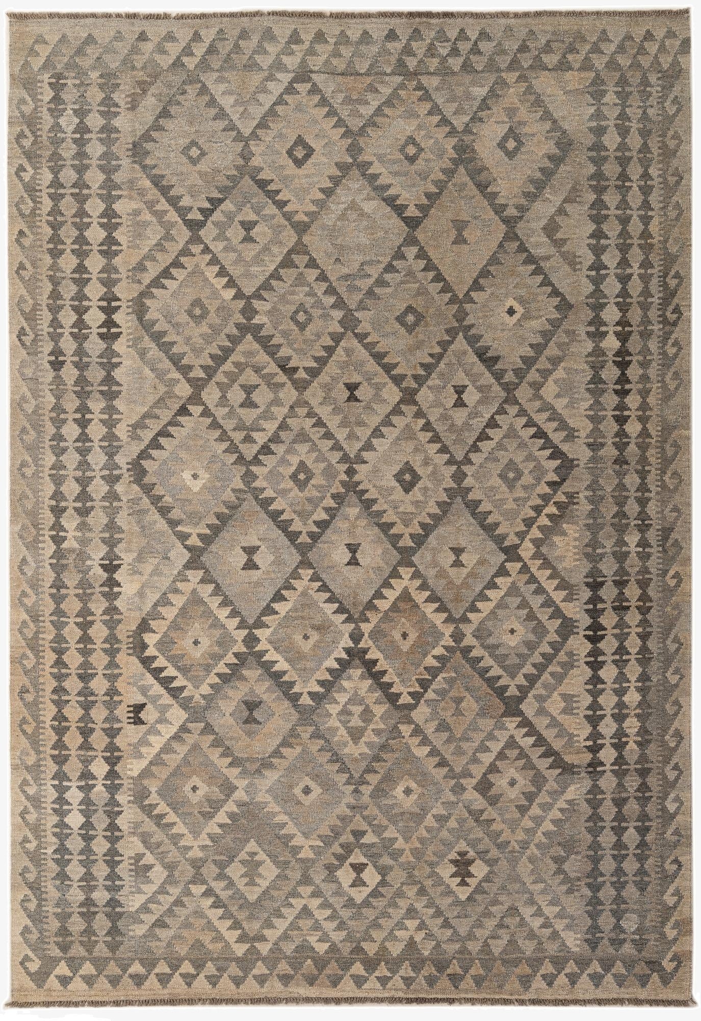 6' 8 x 9' 7  Hand Woven Kilim Maymana Wool Rug