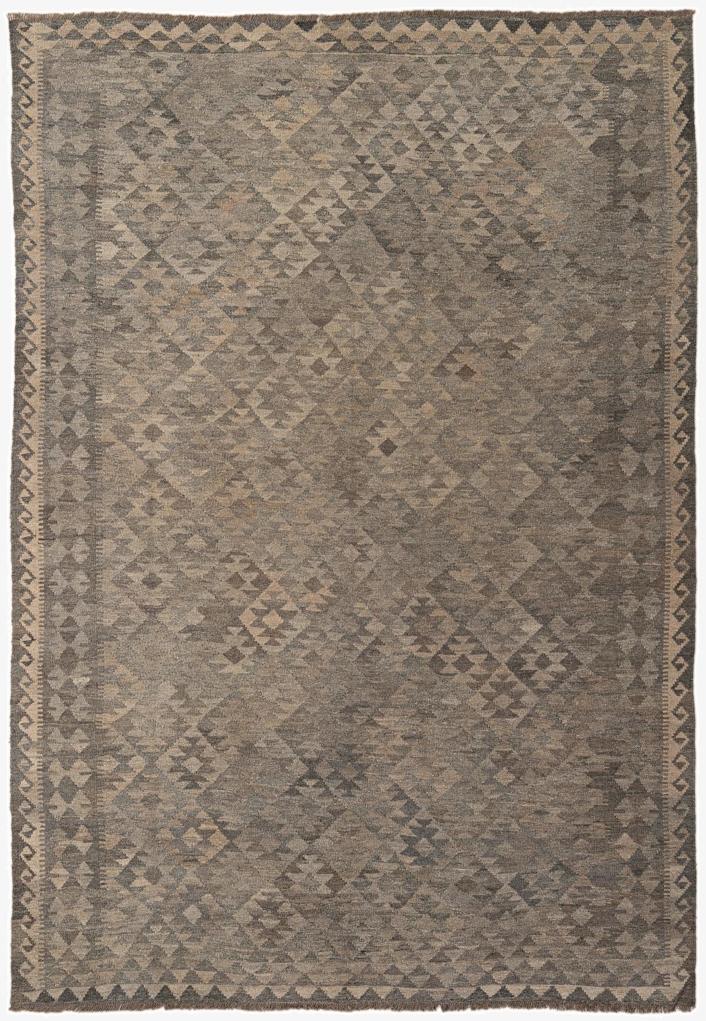 6' 8 x 9' 8  Hand Woven Kilim Maymana Wool Rug