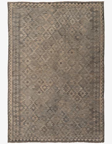 6' 8 x 9' 8 Hand Woven Kilim Maymana Wool Rug